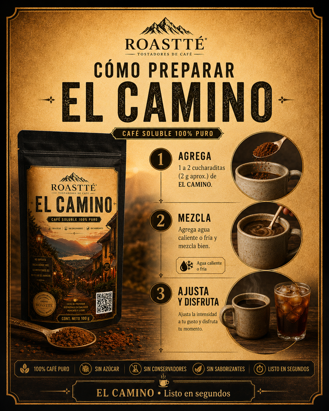 EL CAMINO™ — Café soluble 100% puro liofilizado